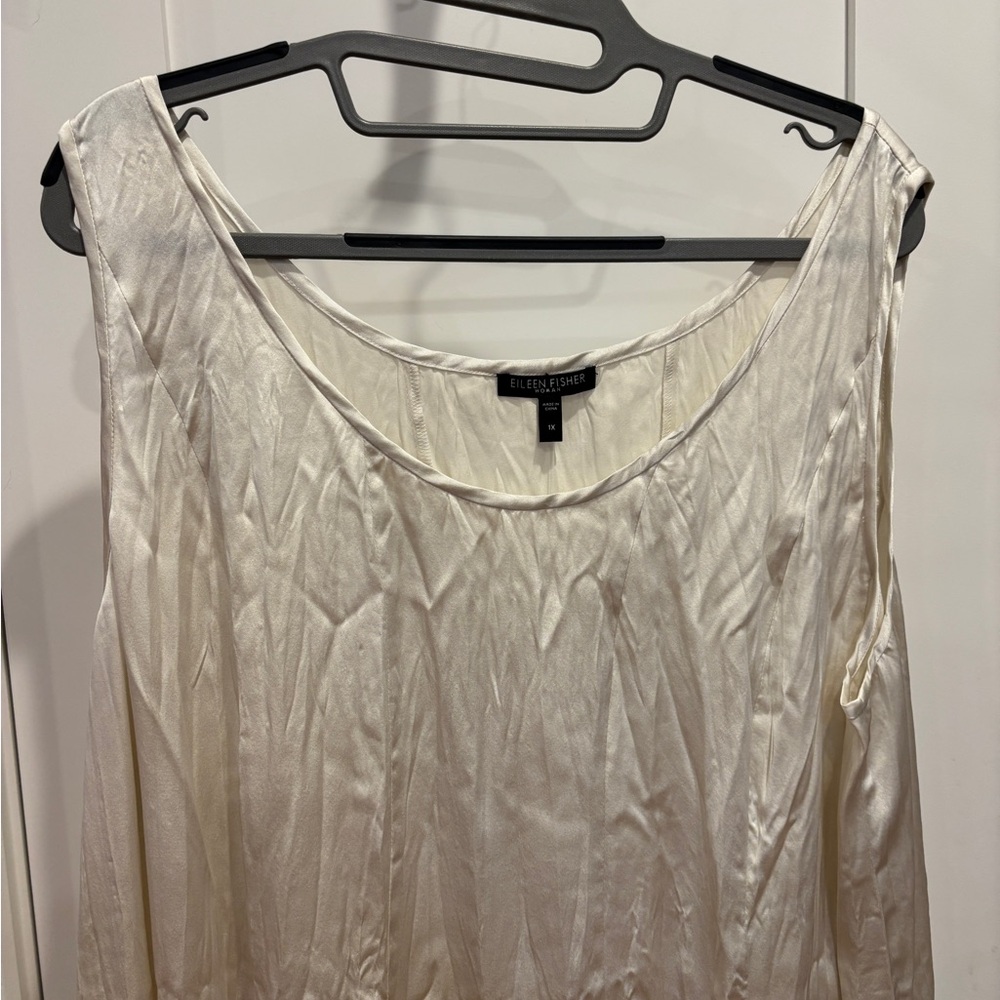 Eileen Fisher Women's Silk Charmeuse Tank - Soft Gray NWT